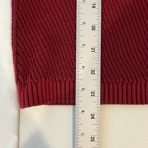 L.L. Bean Cotton Shaker-Stitch Sweater Women's Medium Funnelneck Deep Wine - Picture 7 of 8